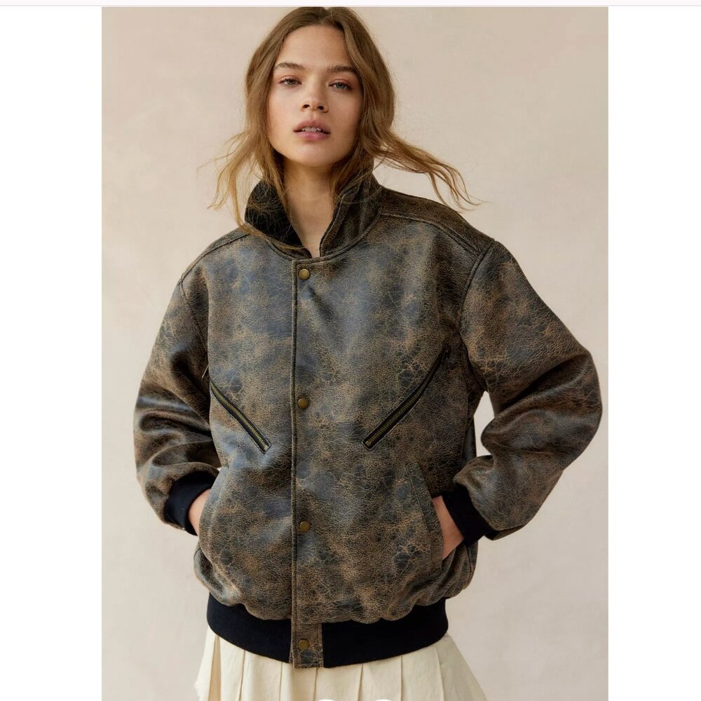 Urban Outfitters Erin Faux Leather Oversized Jacket